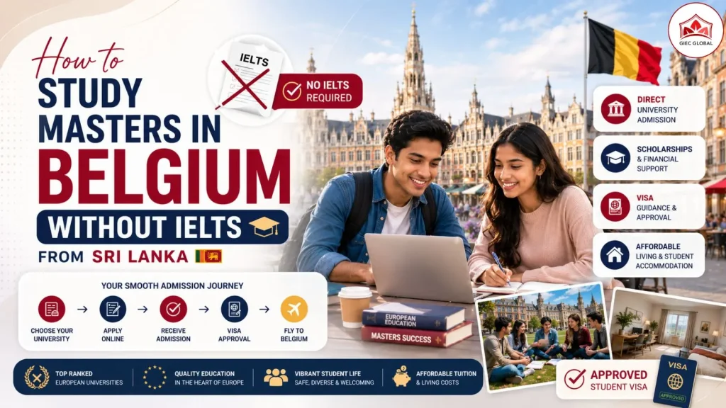 How to Study Masters in Belgium Without IELTS from Sri Lanka