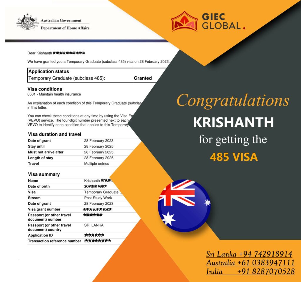 Australia Study visa granted