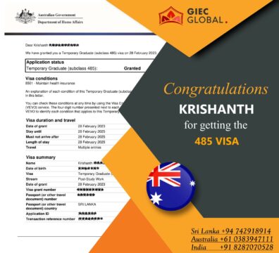 Australia Study visa granted