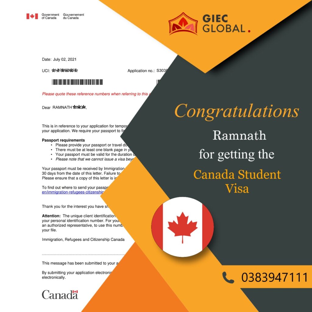 Canada Study Visa Granted of Ramnath