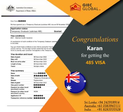 Australian 485 Visa Approved of Karan