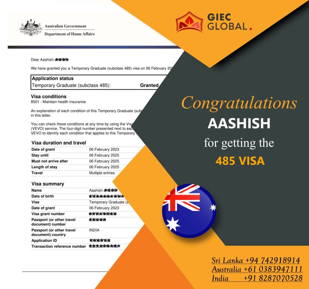 Australia Study visa granted