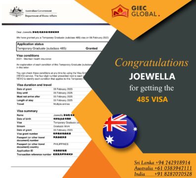 Subclass 485 Visa Granted