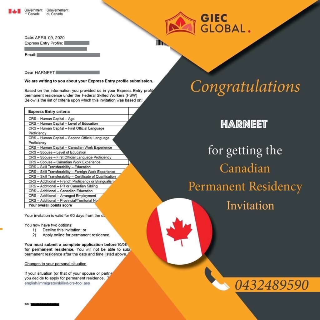 Canada Immigration Visa Granted of Harneet