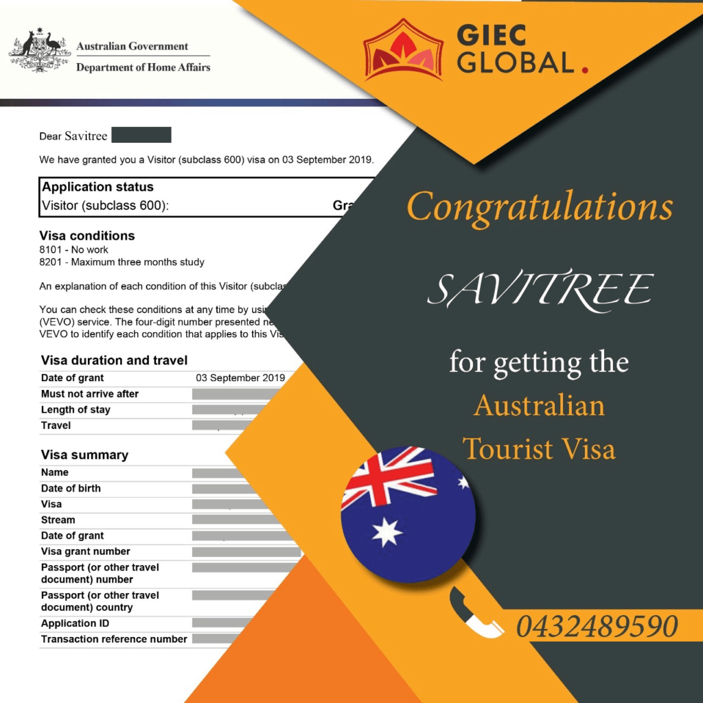 Australia Tourist Visa Approved of Savitree