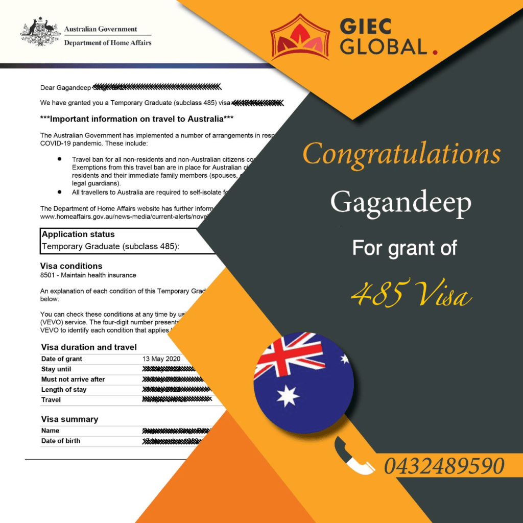 Australia Work Visa Granted of Gagandeep