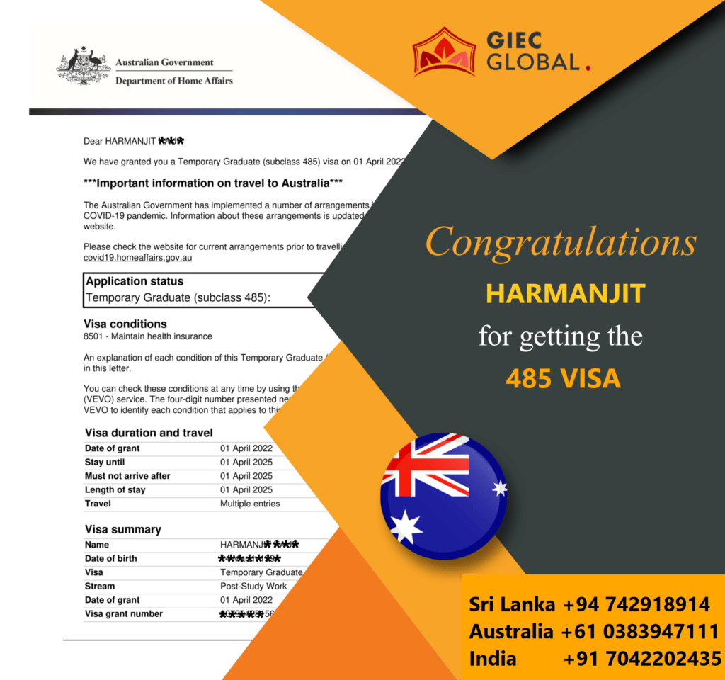 Australia Work Visa Granted of Harmanjit