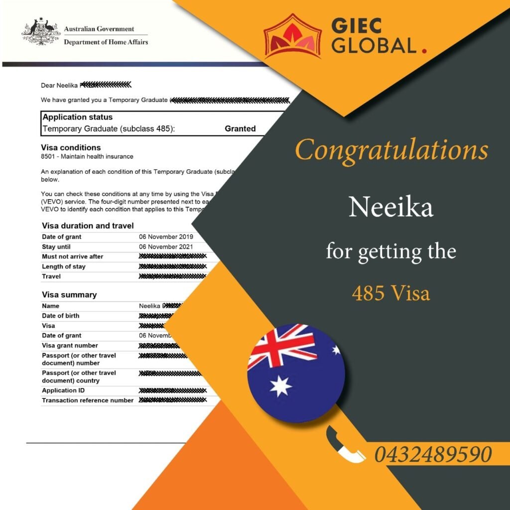Australia Work Visa Granted of Neeika