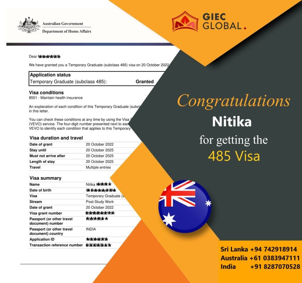 Australia Work Visa Granted of Nitika
