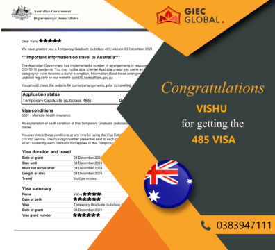 Australia Work Visa Granted of Vishu