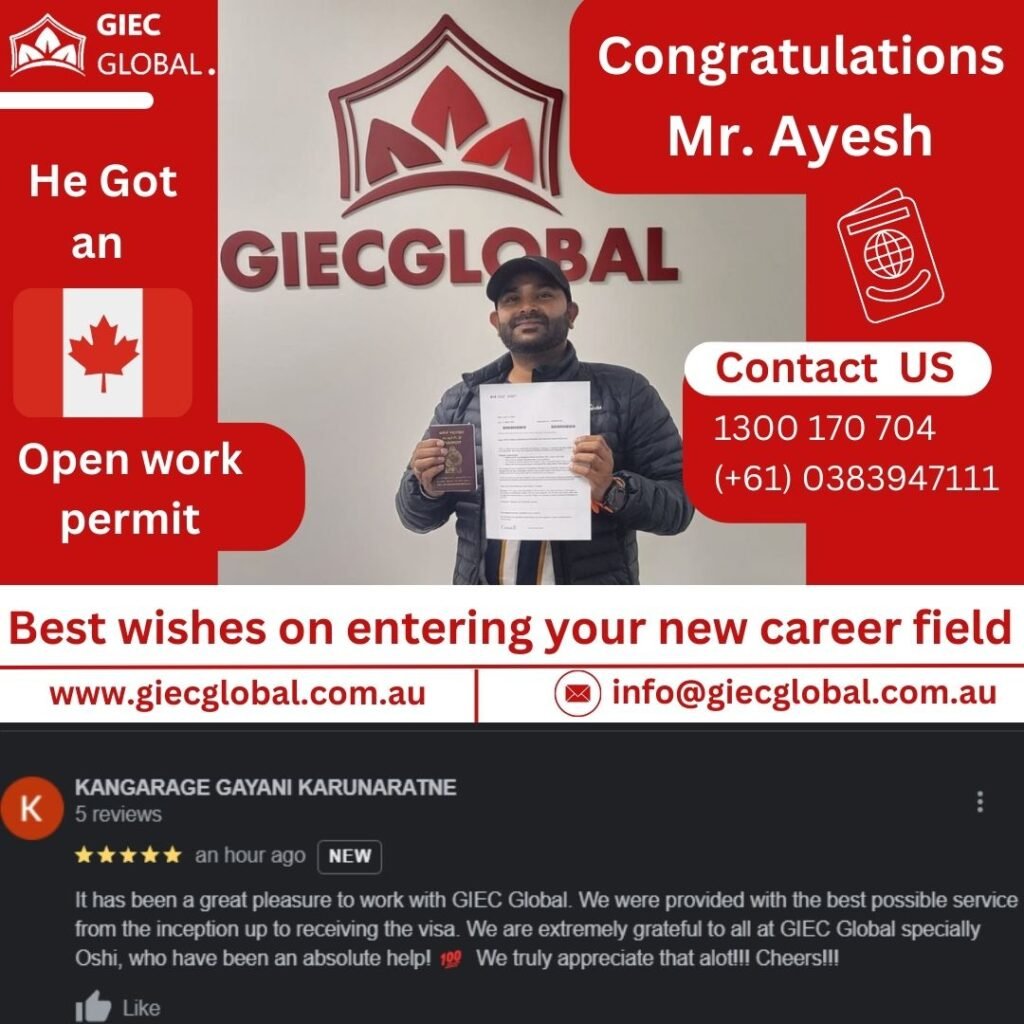 Canada Open Work Visa Granted of Ayesh