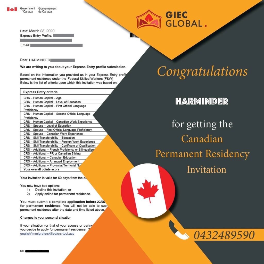 Canada PR Granted of Harminder