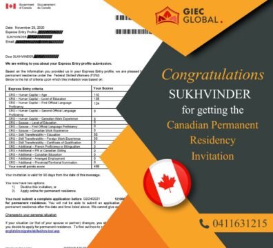 Canada PR Invitation of Sukhvinder