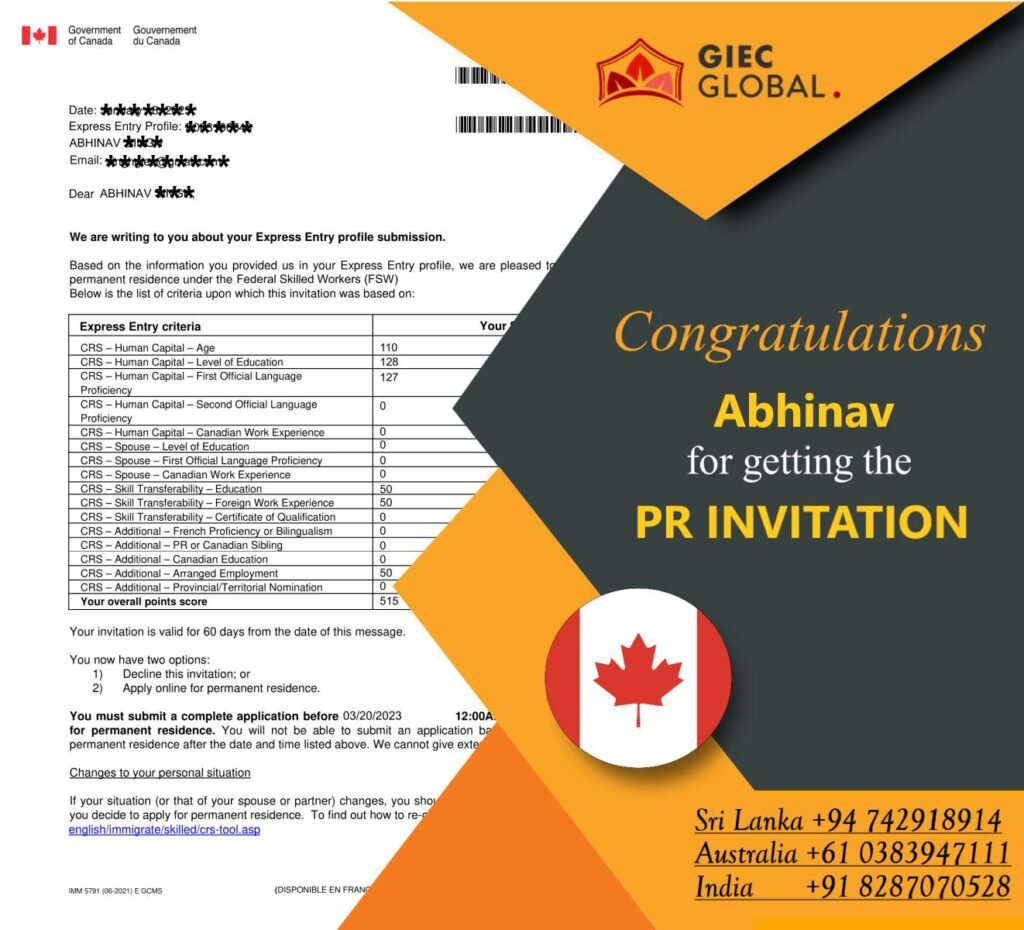 Canada PR Visa Approved of Abhinav