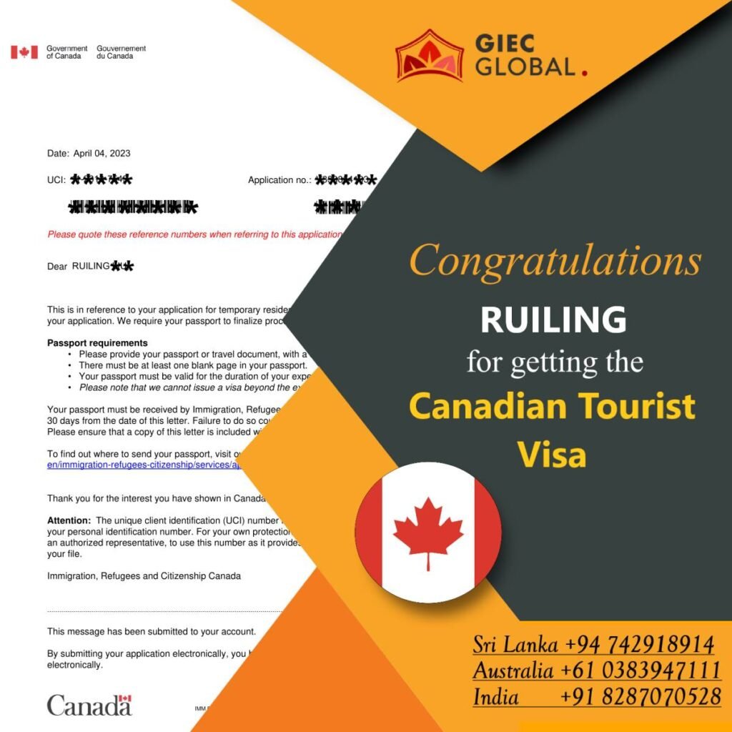 Canada Tourist Visa Granted of Ruiling