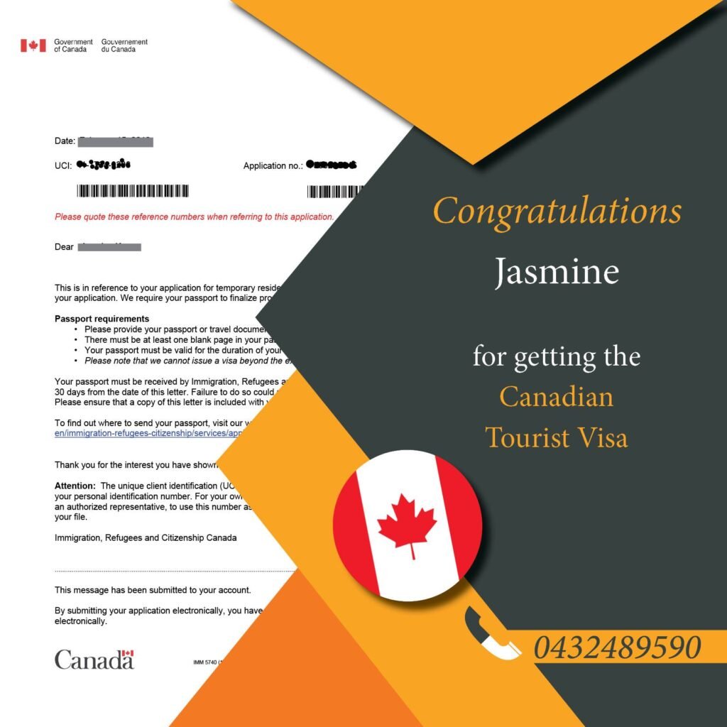 Canada Tourist visa Granted of Jasmine