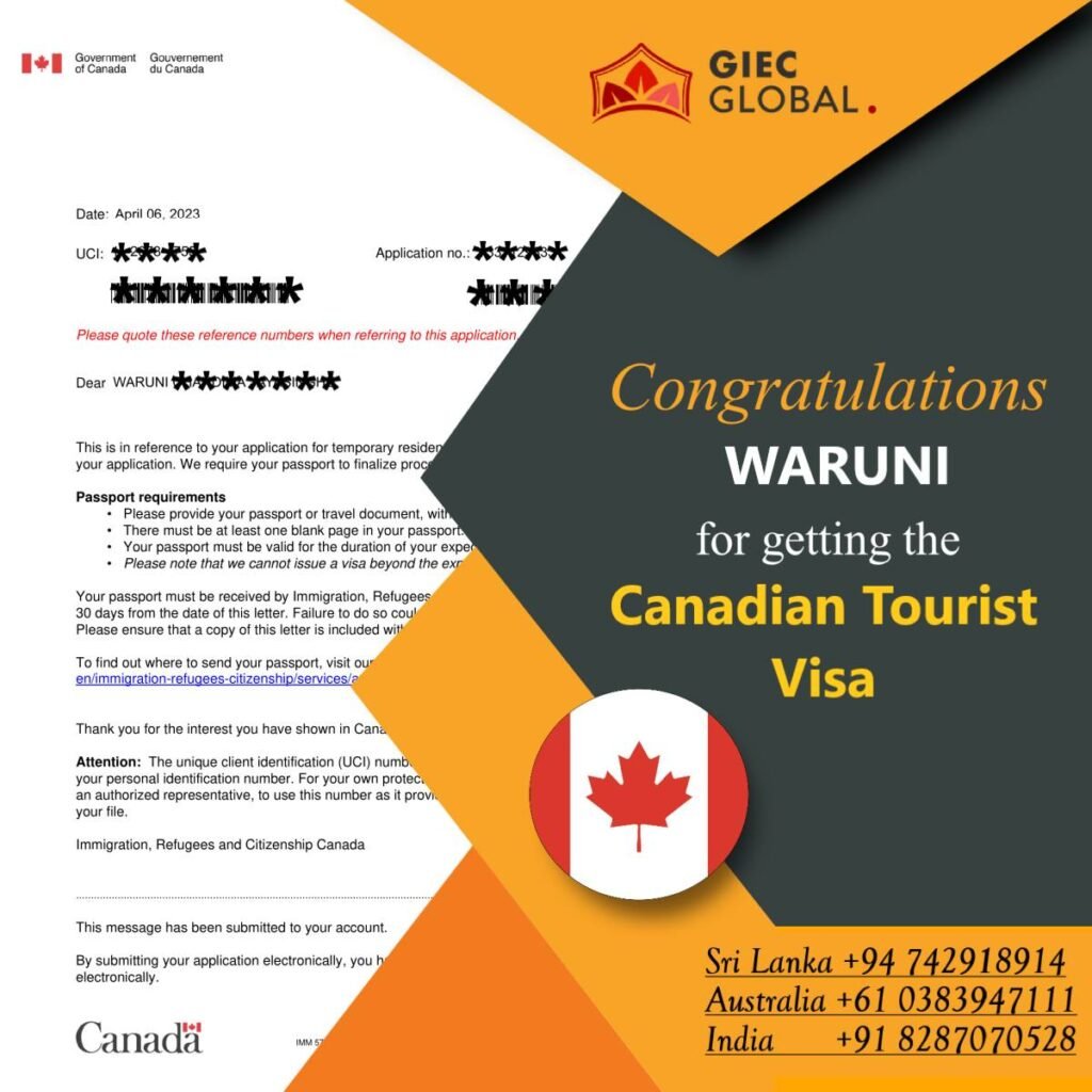Canada Visitor Visa Approved of Waruni