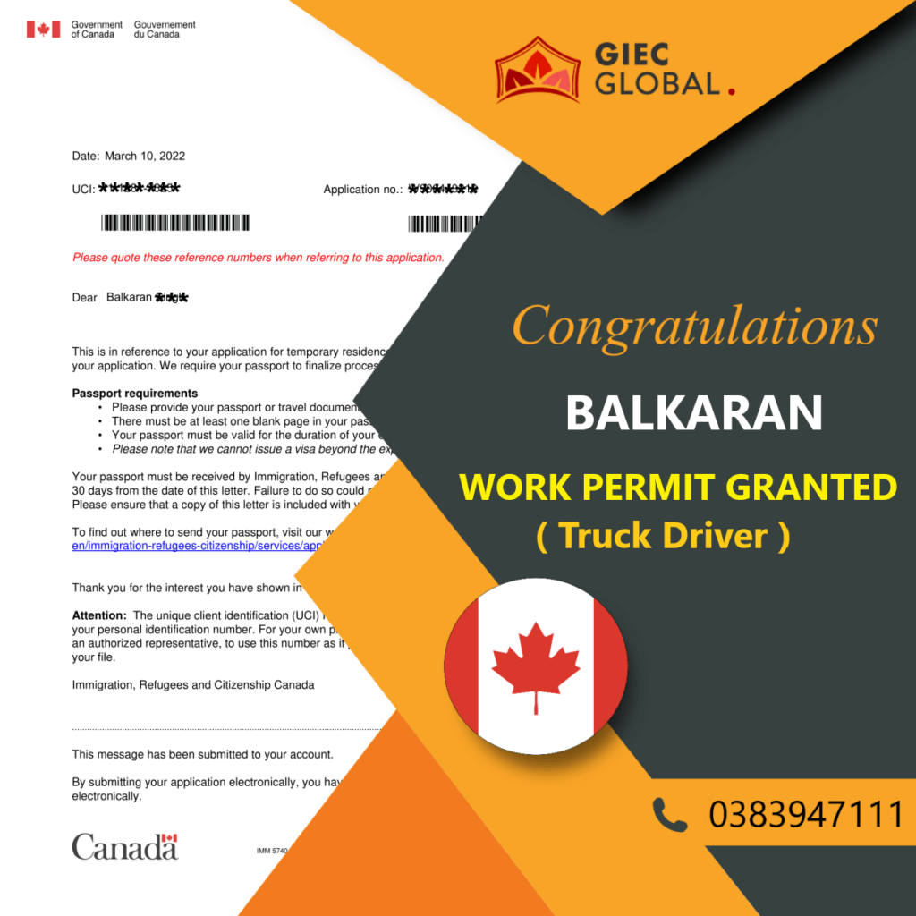 Canada Work Permit Approved of Balkaran
