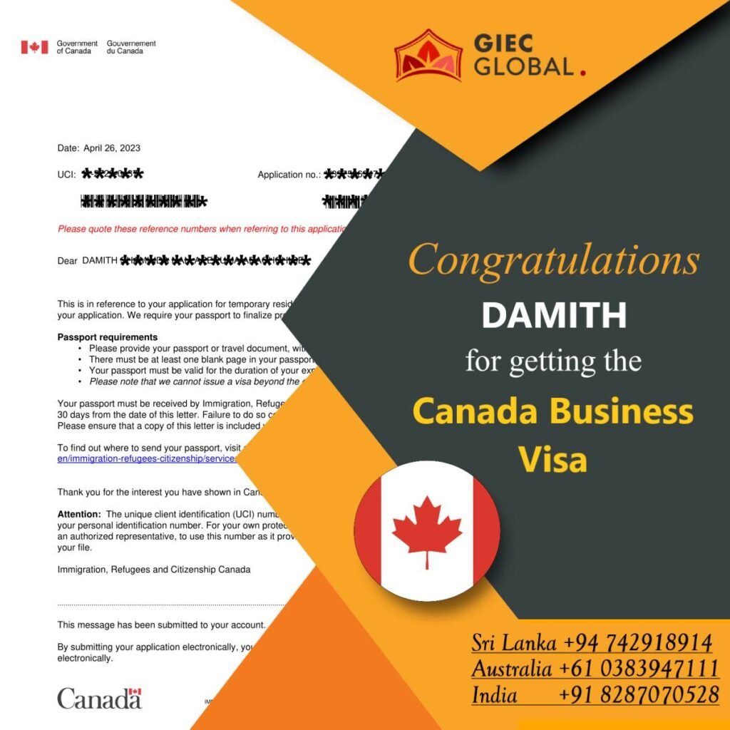 Canada Work Visa Approved of DAMITH & DINESH
