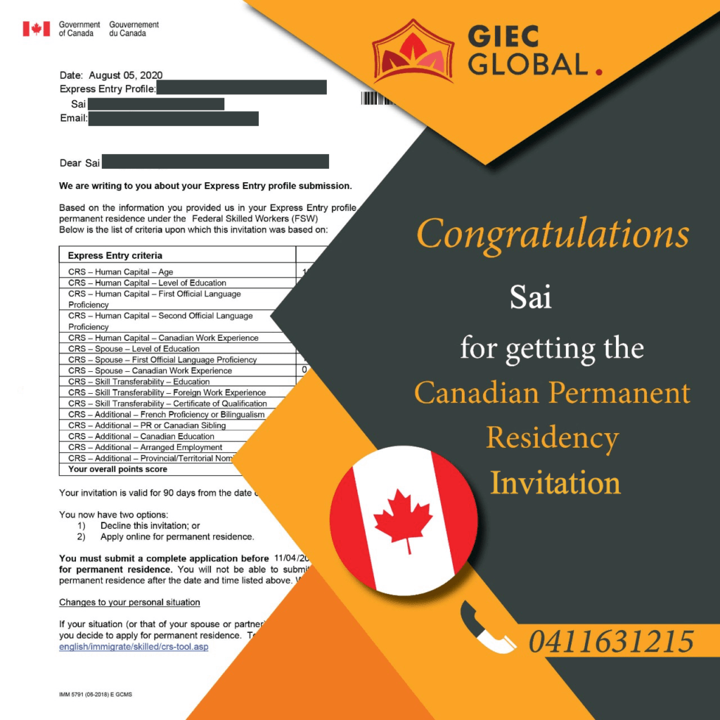 Canada immigration Visa Granted of Sai