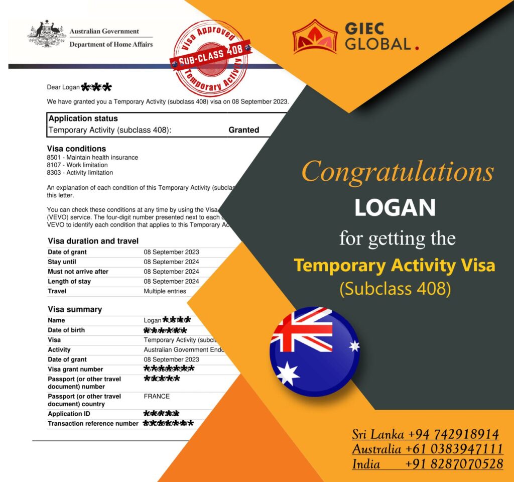 Temporary Activity Visa Granted of LOGAN