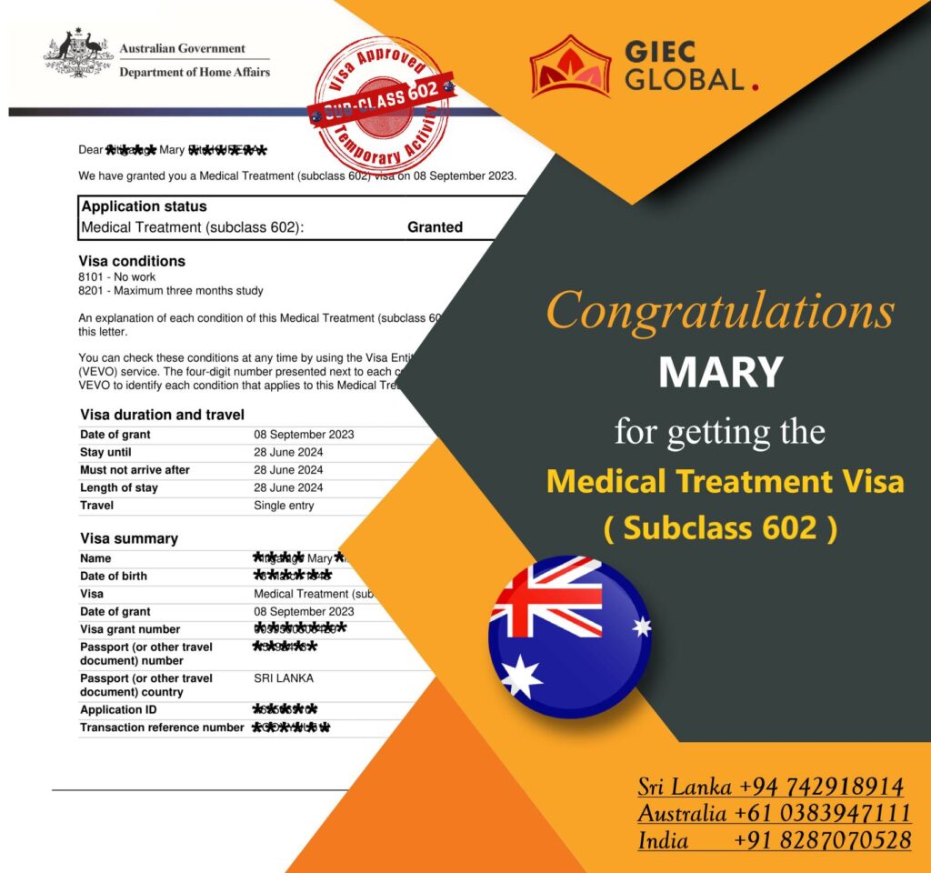 Medical Treatment Visa Granted MARY