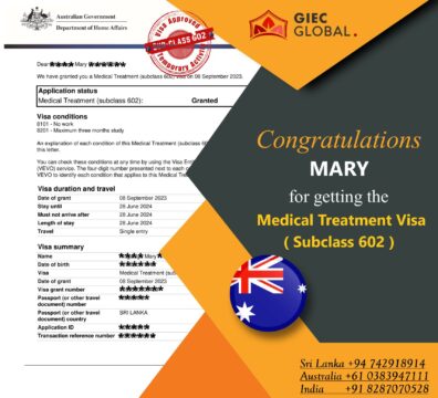 Medical Treatment Visa Granted MARY