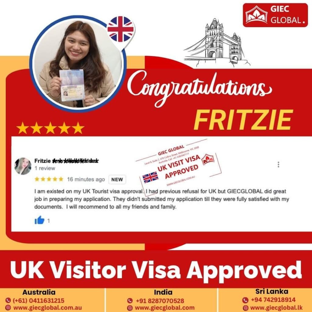 FRITZIE UK Tourist Visa Granteed