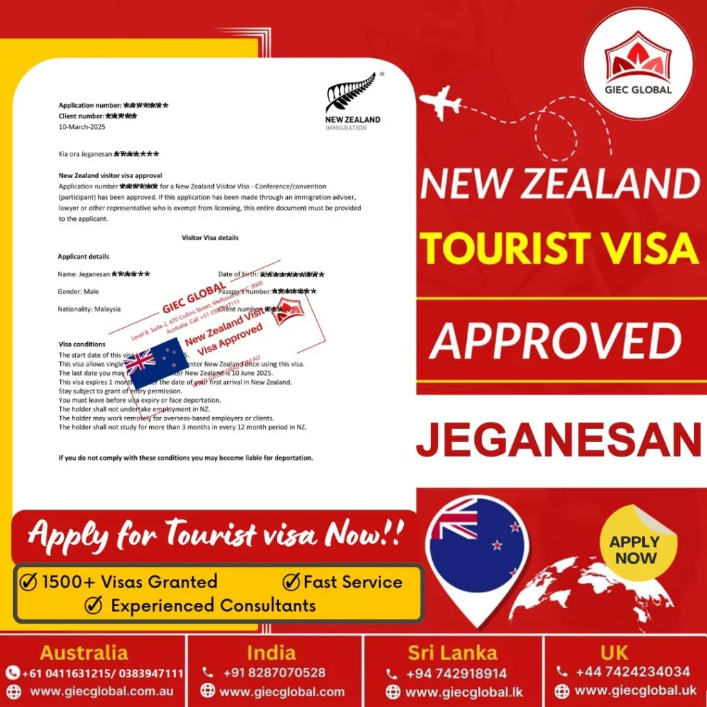 New Zealand Visit Visa Jeganesan